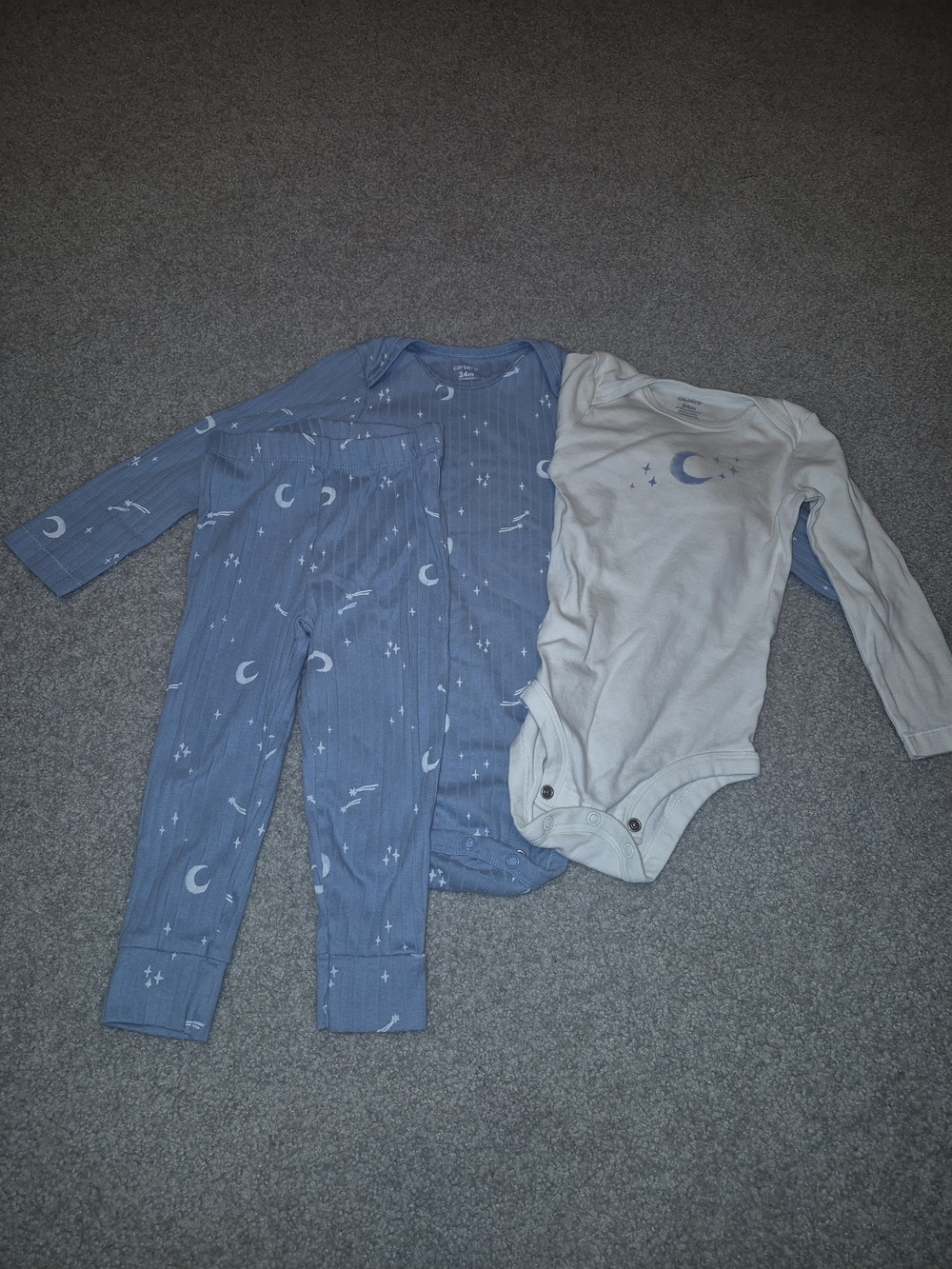 Carter's Blue and Cream Moon Print Bodysuit & Pants Set